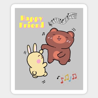 Happy friend with kuma and bunny Magnet